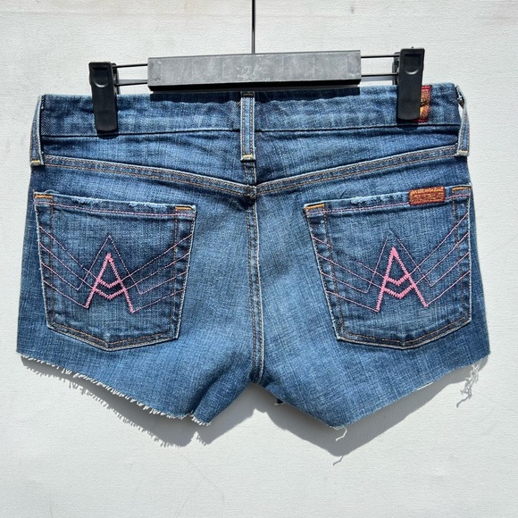Seven 7 for all mankind a pocket denim cut off jean shorts 28 - Picture 1 of 5
